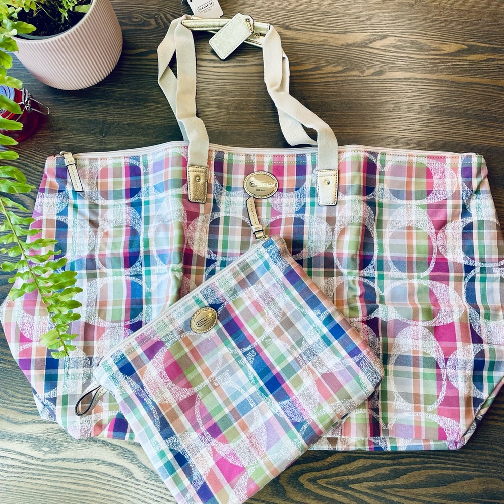 Coach Daisy Madras 2-in-1 Large Packable Weekend Tote